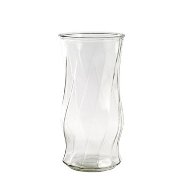 Recycled Style Glass Vases - Glass Twist Cylinder Vase Clear (12x24cmH)