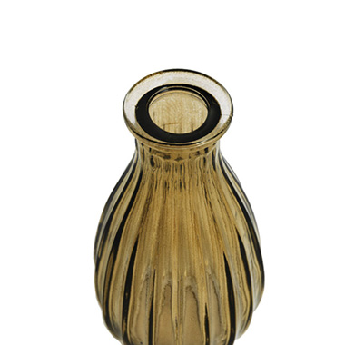 Glass Vintage Bottle Cafe Bud Vase Dk Brown (7x14.5cmH)