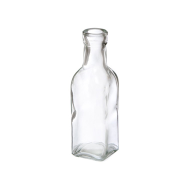 Glass Bottles - Glass Vintage Bottle Square Bud Vase Clear (4.7x16cmH)