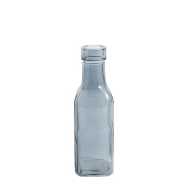 Glass Bottles - Glass Vintage Bottle Square Bud Vase French Blue (4.7x16cmH)