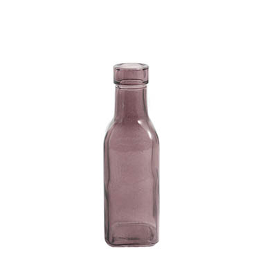 Glass Bottles - Glass Vintage Bottle Square Bud Vase Dark Brown (4.7x16cmH)