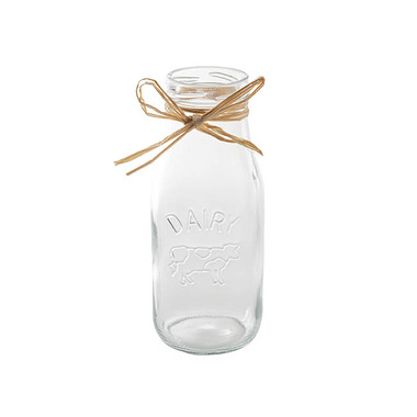 Glass Bottles - Glass Milk Bottle Clear (6cmDx15.5cmH)