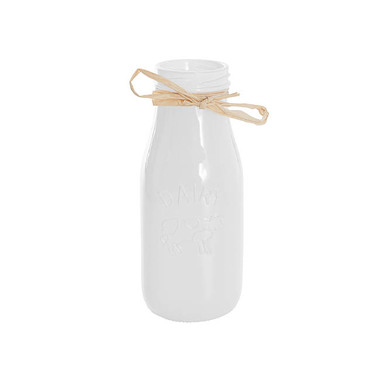 Glass Bottles - Glass Milk Bottle Solid Glossy White (6cmDx15.5cmH)