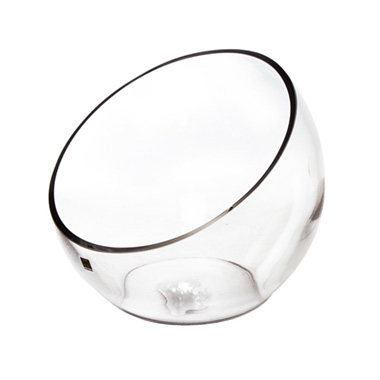 Clear Glass Vases - Glass Diagonal Cut Round Vase Clear (TD:24x BD:13x21cmH)