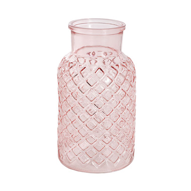 Recycled Style Glass Vases - Glass Ann Bottle Large Light Pink (14.5x25.5cmH)