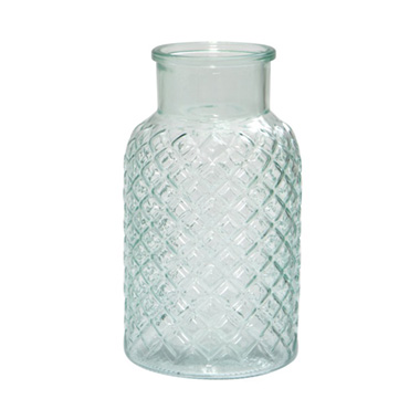 Recycled Style Glass Vases - Glass Ann Bottle Large Spanish Green (14.5x25.5cmH)