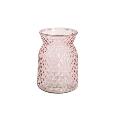 Recycled Style Glass Vases - Glass Ann Posy Bottle Light Pink(12x16cmH)
