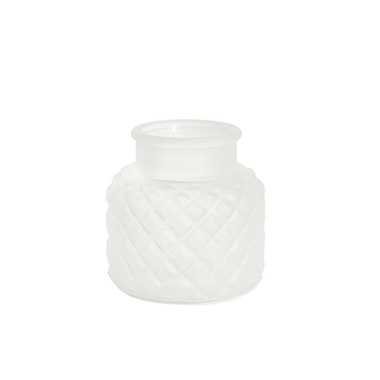 Recycled Style Glass Vases - Glass Ann Bottle Small Matte White (12.3x12cmH)