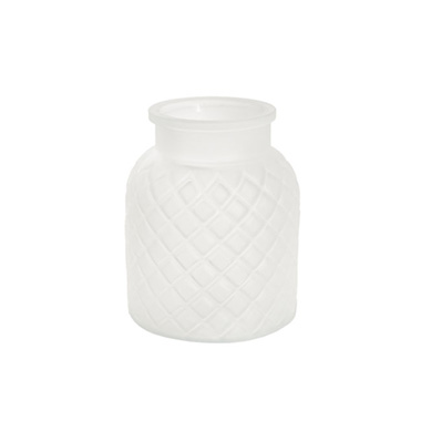 Recycled Style Glass Vases - Glass Ann Bottle Matte White (14x16cmH)