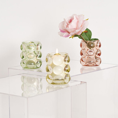 Glass Mashmallow Bud Vase Candle Holder Mint (6.6x9.6cmH)