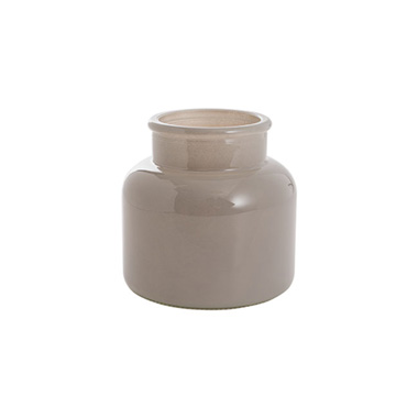 Recycled Style Glass Vases - Glass Botany Bottle Mini Glossy Light Grey (12x12cmH)