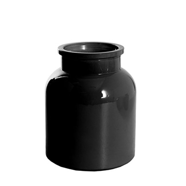 Recycled Style Glass Vases - Glass Botany Bottle Glossy Black (14x16cmH)