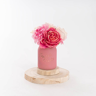 Mason Jars - Glass Mason Jar Fresh Cuts Posy Vase Pink (9.5Dx15cmH)