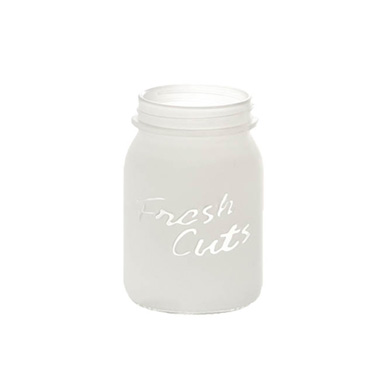 Glass Mason Jar Fresh Cuts Posy Vase White (9.5Dx15cmH)