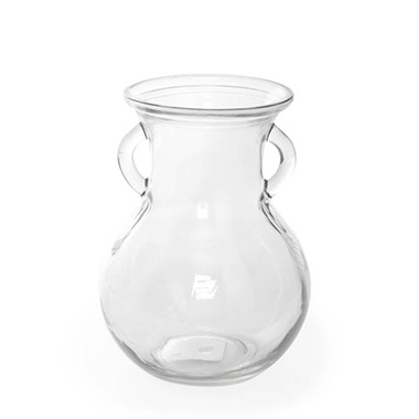 Recycled Style Glass Vases - Glass Ginger Lily Vase With Handle Clear (11.5X15X20cmH)