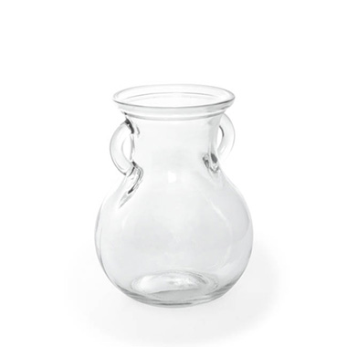 Glass Ginger Lily Vase With Handle Clear (9X12X15cmH)