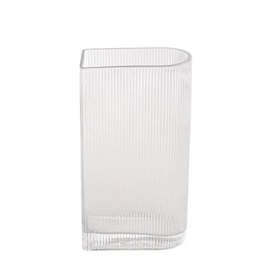 Glass Ribbed Bookend Vase Clear (14Dx8.5x25cmH)