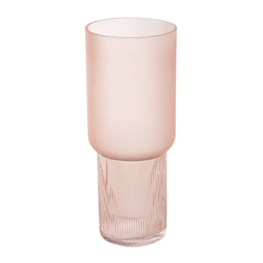 Gift & Decoration Vases - Glass Duo Simplicity Frosted Cylinder Vase Pink (12Dx32cmH)