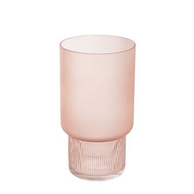 Glass Duo Simplicity Frosted Cylinder Pink (14Dx25.5cmH)
