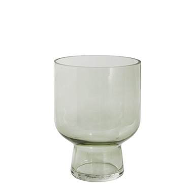 Gift & Decoration Vases - Glass Compote Vase Eucalyptus Green (15Dx20cmH)