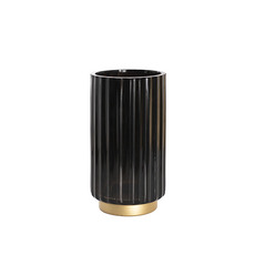 Recycled Style Glass Vases - Glass Astoria Ribbed Vase Black (11.5Dx20.5cmH)