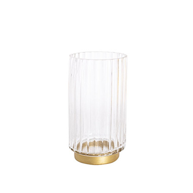 Recycled Style Glass Vases - Glass Astoria Ribbed Vase Clear (11.5Dx20.5cmH)