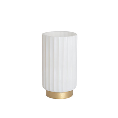Recycled Style Glass Vases - Glass Astoria Ribbed Vase White (11.5Dx20.5cmH)