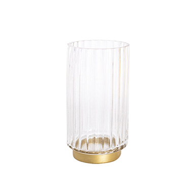 Recycled Style Glass Vases - Glass Astoria Ribbed Vase Clear (12.5Dx25cmH)