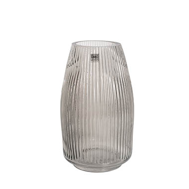 Recycled Style Glass Vases - Glass Paige Vase Grey Small (7TDx8.5BDx20cmH)