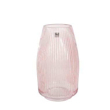 Recycled Style Glass Vases - Glass Paige Vase Pink Small (7TDx8.5BDx20cmH)