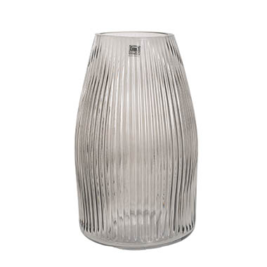 Recycled Style Glass Vases - Glass Paige Vase Grey Medium (9TDx10BDx25cmH)
