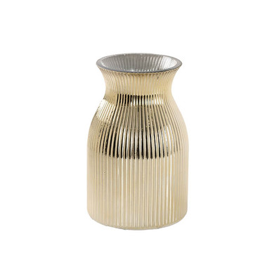 Clear Glass Vases - Glass Belly Posy Vase Gold (12x18.5cmH)