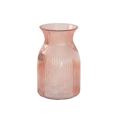 Clear Glass Vases - Glass Belly Posy Vase Light Peach (12x18.5cmH)