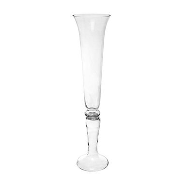 Glass Flared Vase Footed Tall Clear (16.5Dx70cmH)