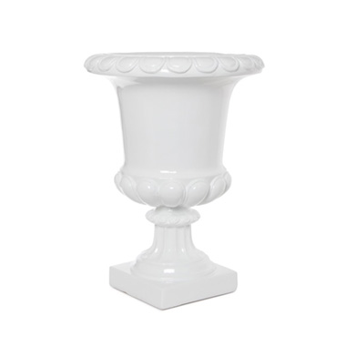  - Fibreglass Classic Urn Gloss White (38cmDx50cmH)