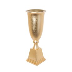 Fibreglass Modern Trumpet and Base Shiny Gold (31cmDx81cmH)