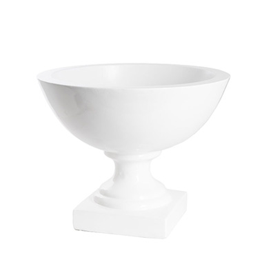 Garden Fibreglass Urn Gloss White (41cmDx32.5cmH)
