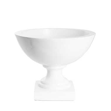 Garden Fibreglass Urn Gloss White (41cmDx32.5cmH)