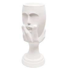 Fibreglass Urns - Fibreglass Face Urn Limestone White (33cmWx83cmH)