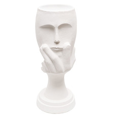 Fibreglass Face Urn Limestone White (33cmWx83cmH)