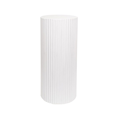 Fibreglass Pedestals - Fibreglass Ripple Plinth Round Matte White (33cmDx71cmH)