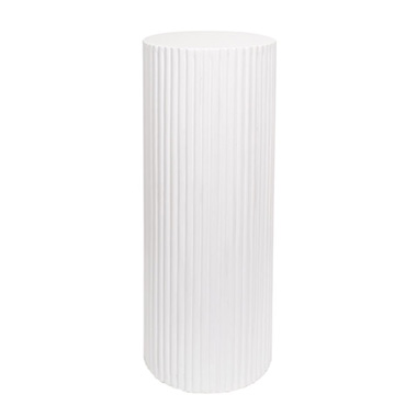 Fibreglass Pedestals - Fibreglass Ripple Plinth Round Matte White (33cmDx91cmH)