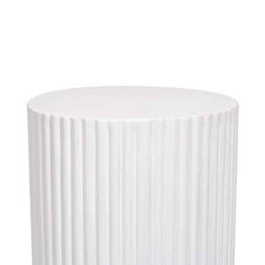 Fibreglass Ripple Plinth Round Matte White (33cmDx91cmH)