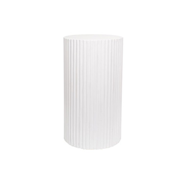 Fibreglass Pedestals - Fibreglass Ripple Plinth Round Matte White (32x32x50cmH)