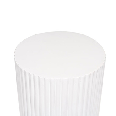 Fibreglass Ripple Plinth Round Matte White (32cmDx50cmH)