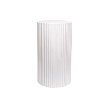 Fibreglass Ripple Plinth Round Gloss White (32cmDx50cmH)