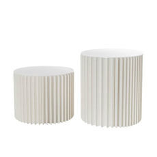Foldable Paper Pedestals - Elite Foldable Paper Riser Set 2 White (31Dx25cmH & 35cmH)