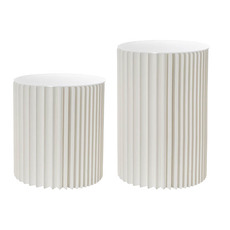 Foldable Paper Pedestals - Elite Foldable Paper Plinth Set 2 White (31Dx35cmH & 45cmH)