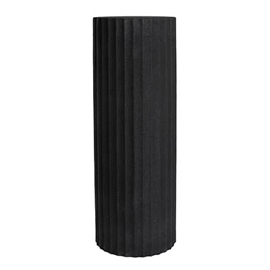 Fibreglass Pedestals - Fibreglass Fluted Round Plinth Limestone Black (32x90cmH)