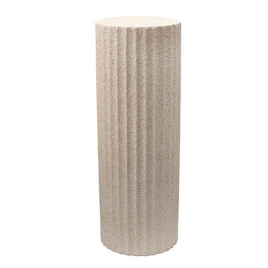 Fibreglass Pedestals - Fibreglass Fluted Round Plinth Limestone Sand (32x90cmH)